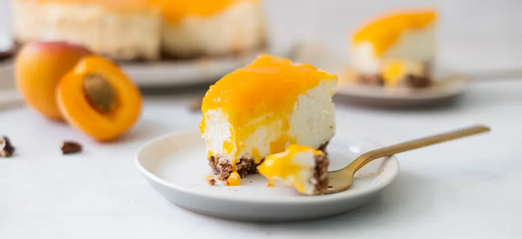 Vegan cheesecake met abrikozen